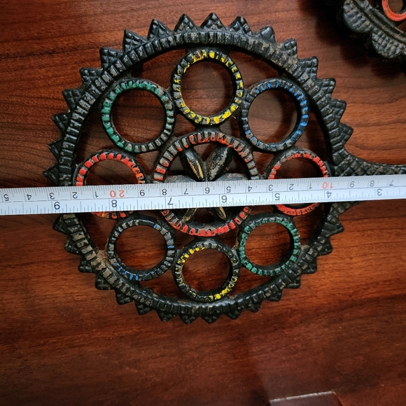 VINTAGE T-9 "Hex" John Zimmerman Harner Cast Iron Trivet 9X5 - Picture 3 of 11